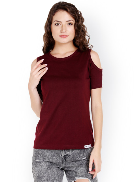 

The Dry State Women Burgundy Solid Pure Cotton Top