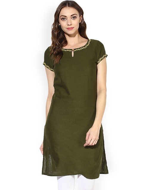 

Juniper Women Green Solid Straight Kurta