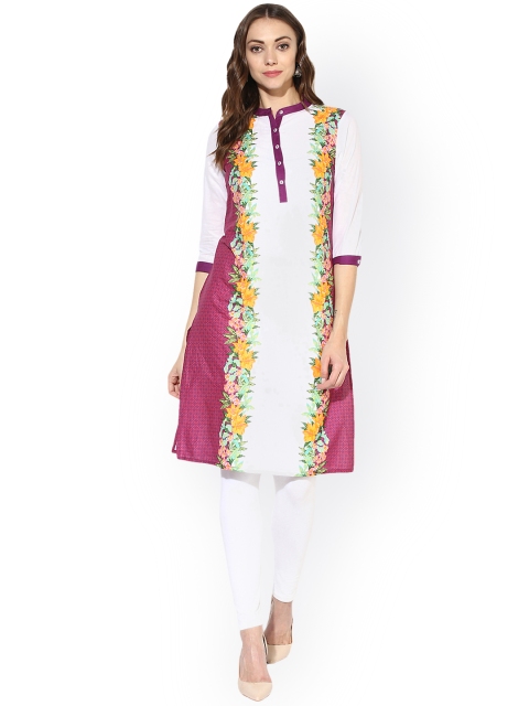 

Juniper Women White Printed A-Line Kurta