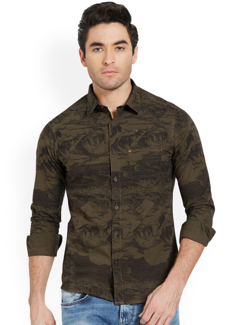 

SPYKAR Men Olive Green Slim Fit Printed Casual Shirt