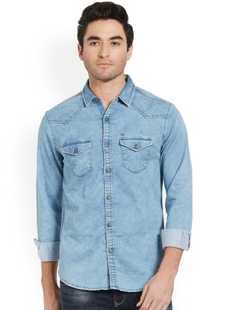 

SPYKAR Men Blue Slim Fit Faded Casual Shirt