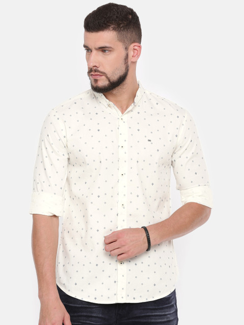 

SPYKAR Men Off-White Slim Fit Printed Casual Shirt