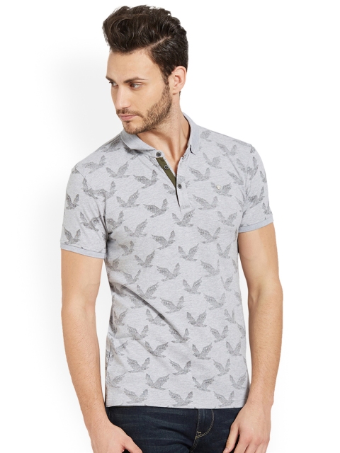 

SPYKAR Men Grey Printed Polo Collar T-shirt