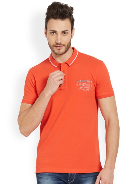 

SPYKAR Men Orange Solid Polo Collar T-shirt