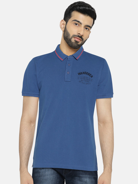 

SPYKAR Men Blue Solid Polo Collar T-shirt