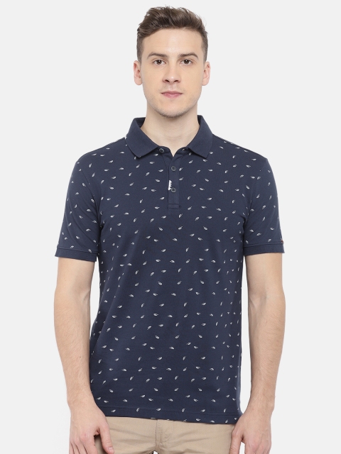 

SPYKAR Men Navy Blue Printed Polo Collar T-shirt