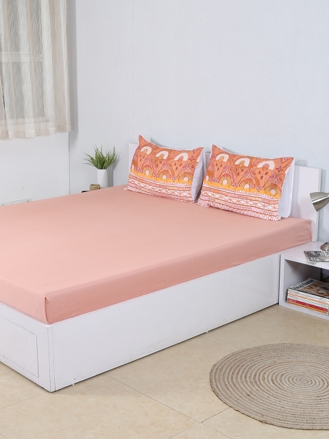 

House This Pink 300 TC Cotton Double Bedsheet with 2 Pillow Covers