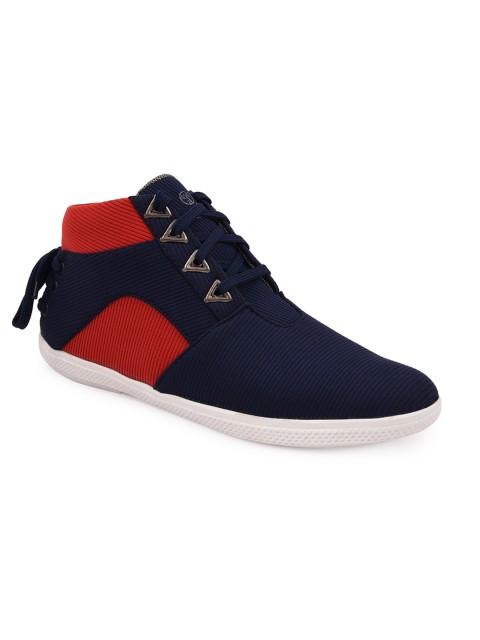 

bacca bucci Men Blue & Red Colourblocked Canvas Sneakers