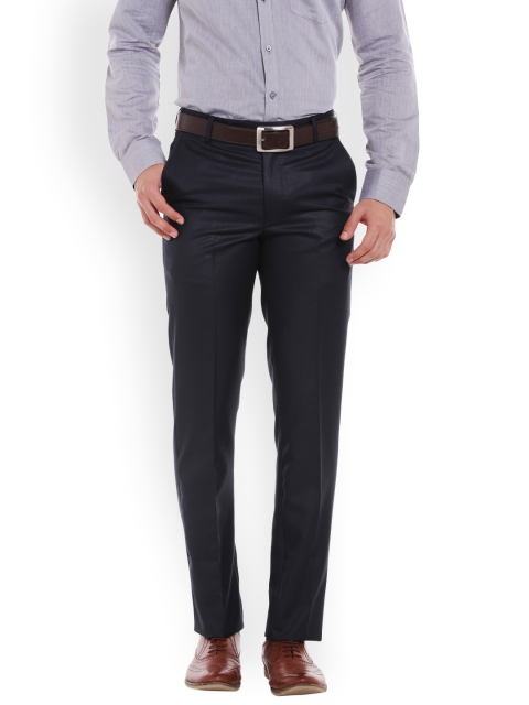 

Solemio Men Blue Slim Fit Solid Formal Trousers