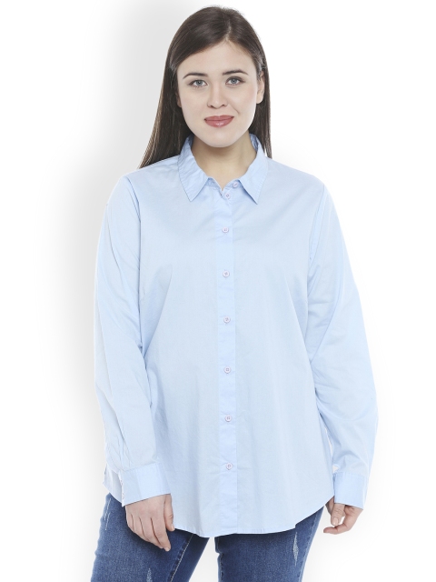 

JUNAROSE Plus Size Women Blue Regular Fit Solid Casual Shirt