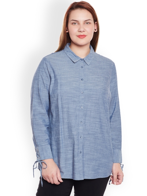 

JUNAROSE Plus Size Women Blue Regular Fit Solid Casual Shirt