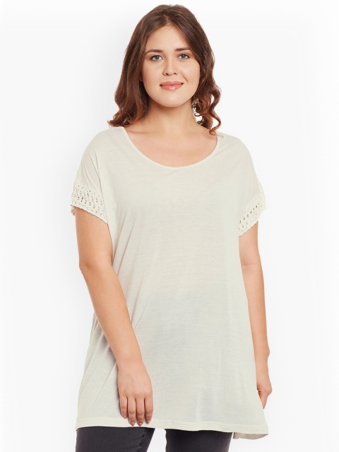 

JUNAROSE Plus Size Women Off-White Solid Top
