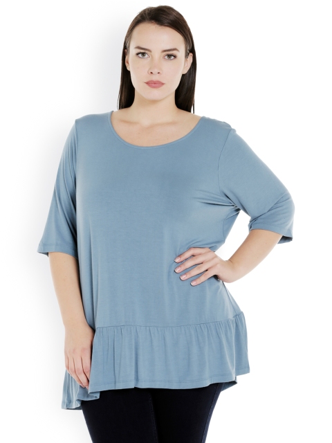 

JUNAROSE Plus Size Women Blue Peplum Top