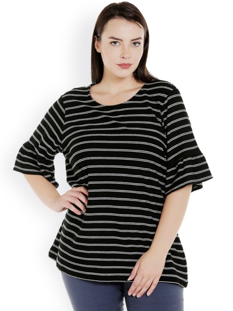 

JUNAROSE Plus Size Women Black Striped Top