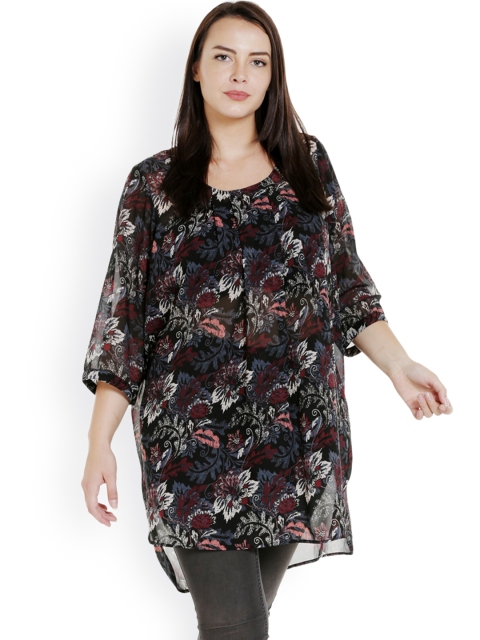 

JUNAROSE Plus Size Women Black Solid Top