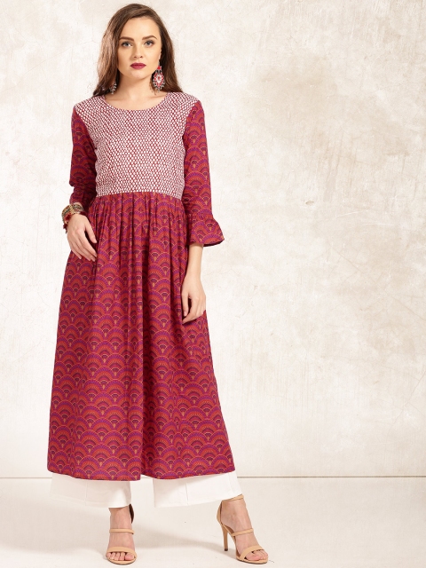 

Anouk Women Red & Pink Printed A-Line Kurta