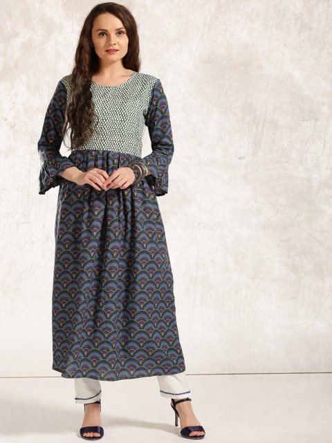 

Anouk Women Green & Purple Printed A-Line Kurta