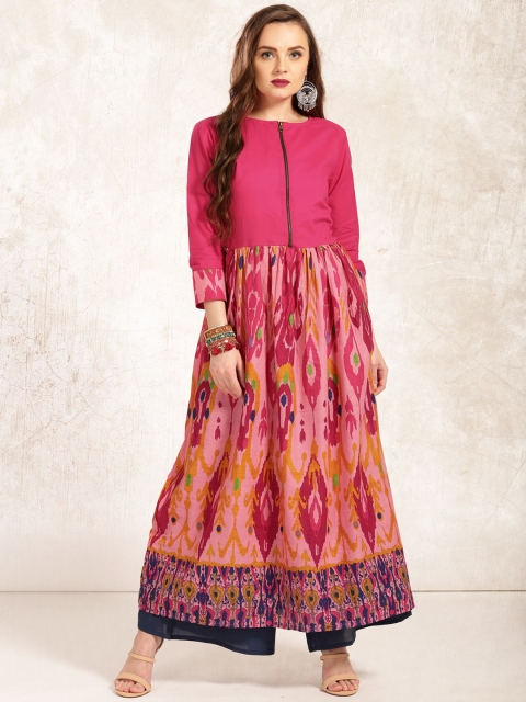 

Anouk Women Pink Printed A-Line Kurta