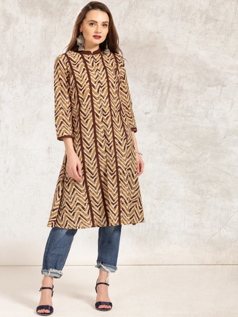 

Anouk Women Brown & Beige Printed A-Line Kurta