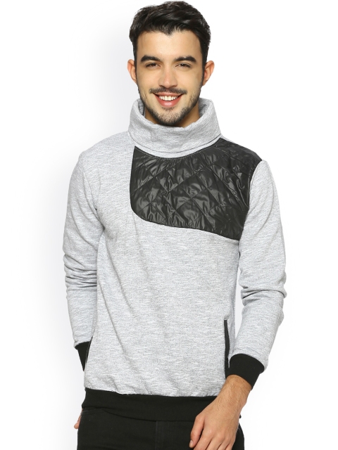

Campus Sutra Men Grey & Black Solid Sweatshirt