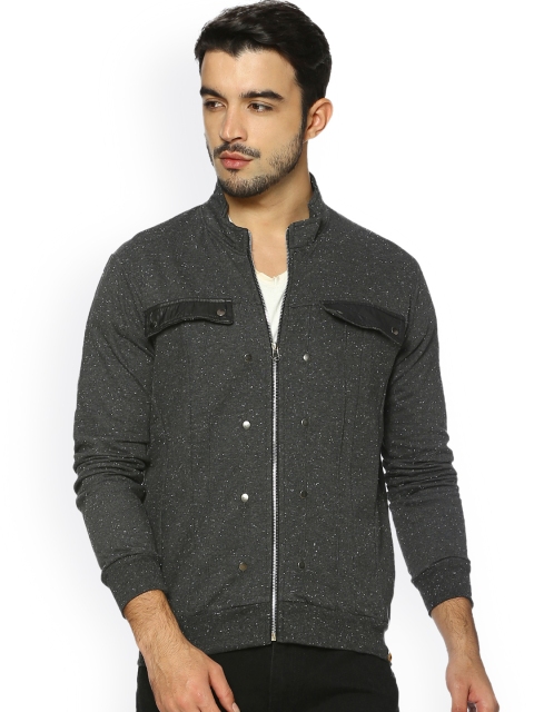 

Campus Sutra Men Charcoal Grey Self-Design Tailored Jacket