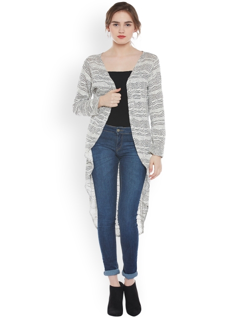 

WISSTLER Off-White & Black Patterned Longline Shrug