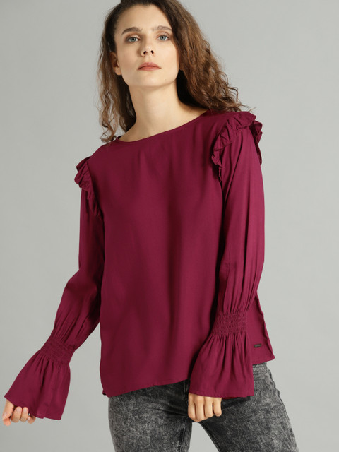 

Roadster Women Burgundy Solid Top