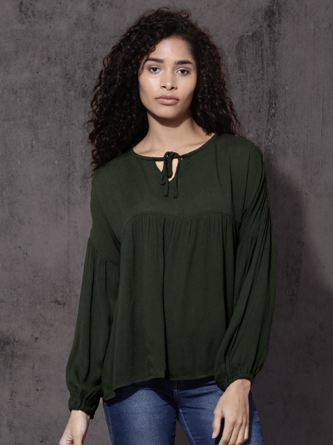 

Roadster Women Green Solid Top