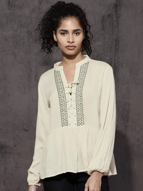 

Roadster Women Beige A-Line Top