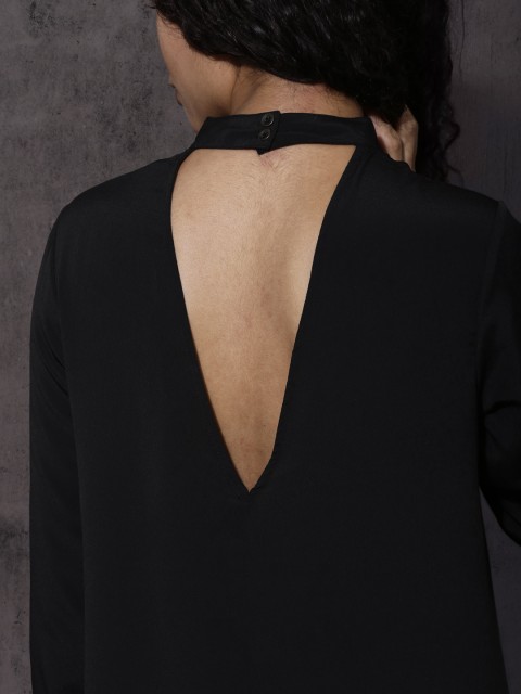 

Roadster Women Black Solid A-Line Choker Dress