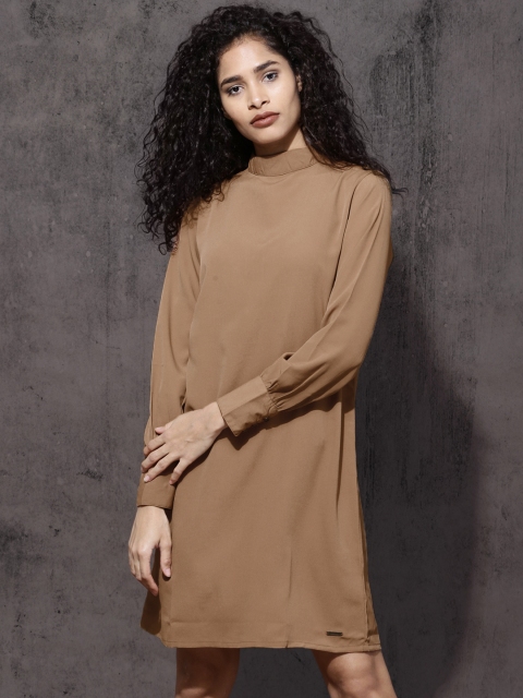 

Roadster Women Brown Solid Shift Dress