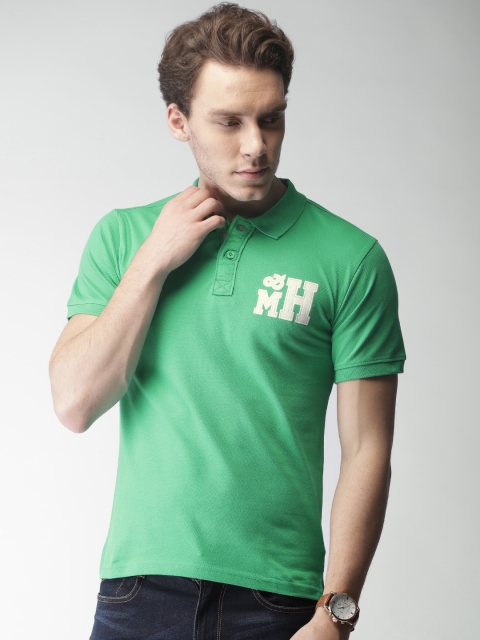 

Mast & Harbour Men Green Solid Polo Collar T-shirt