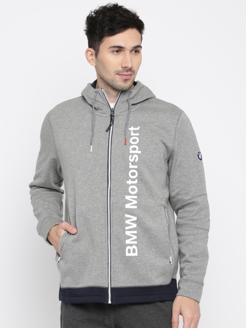 

Puma Men Grey Melange Printed BMW MSP Hooded Midlayer Sweatshirt