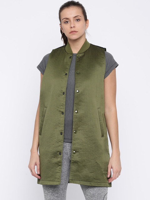 

Puma Women Olive Green Solid Sporty Jacket