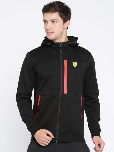 

Puma Men BLack Solid Ferrari SF Hooded Sweat Sporty Jacket