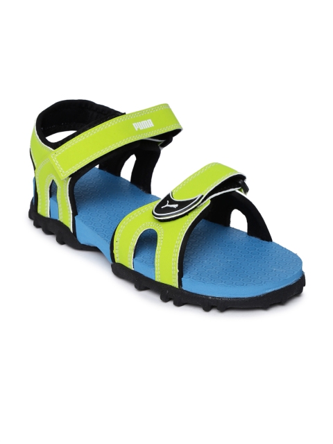 Puma Unisex Lime Green & Blue Track Jr Sports Sandals available at myntra for Rs.974