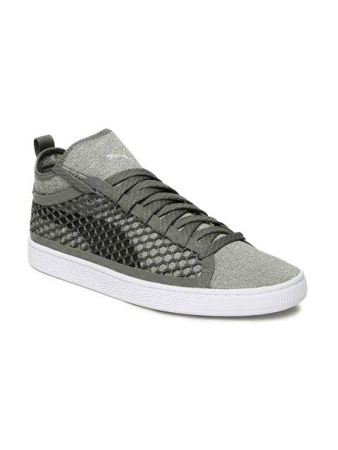 

Puma Men Grey Basket Classic NETFIT Mid-Top Sneakers