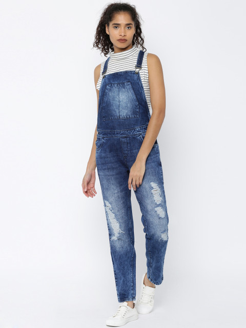 

Roadster Blue Distressed Denim Dungarees
