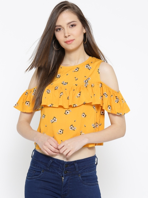 

Pepe Jeans Women Yellow Printed Crop Top