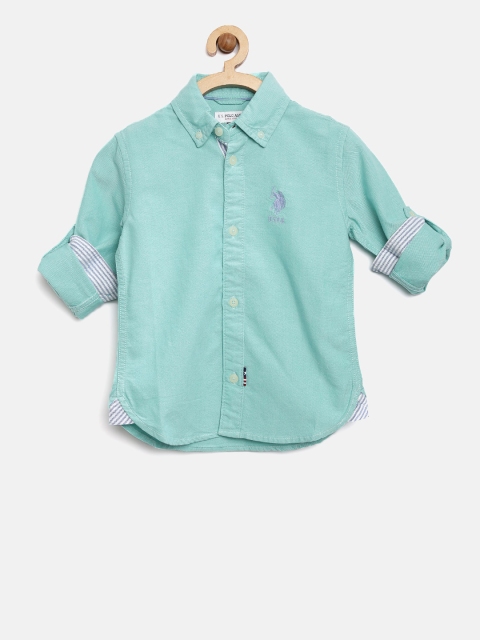 

U.S. Polo Assn. Kids Boys Green Solid Casual Shirt