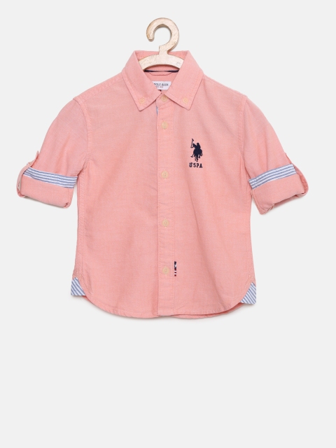 

U.S. Polo Assn. Kids Boys Pink Regular Fit Solid Casual Shirt