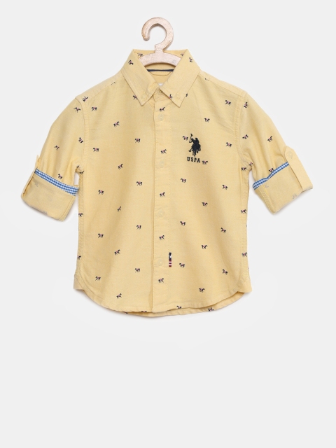 

U.S. Polo Assn. Kids Boys Yellow Regular Fit Printed Casual Shirt