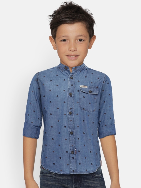 

U.S. Polo Assn. Kids Boys Blue Regular Fit Printed Casual Shirt