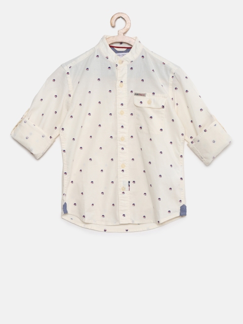 

U.S. Polo Assn. Kids Boys Off-White Regular Fit Printed Casual Shirt