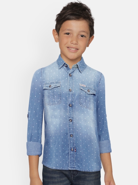 

U.S. Polo Assn. Kids Boys Blue Regular Fit Printed Casual Shirt