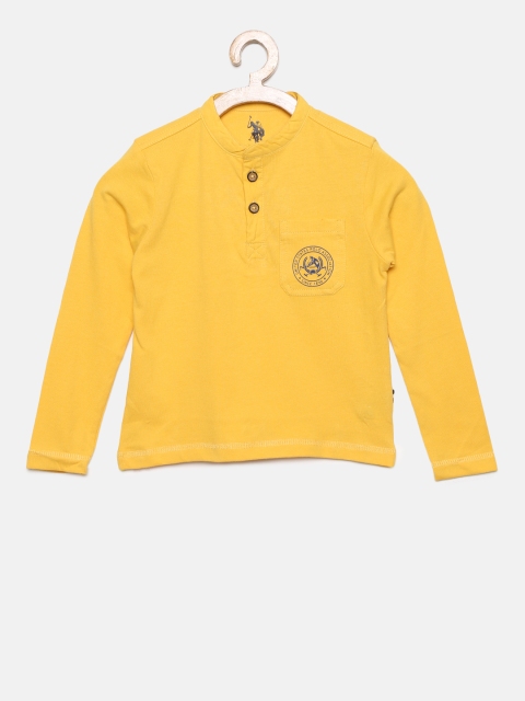

U.S. Polo Assn. Kids Boys Yellow Solid Henley T-shirt