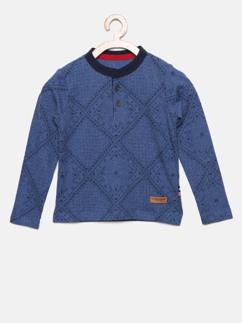 

U.S. Polo Assn. Kids Boys Blue Printed Henley T-shirt