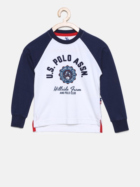 

U.S. Polo Assn. Kids Boys White Printed Round Neck T-shirt