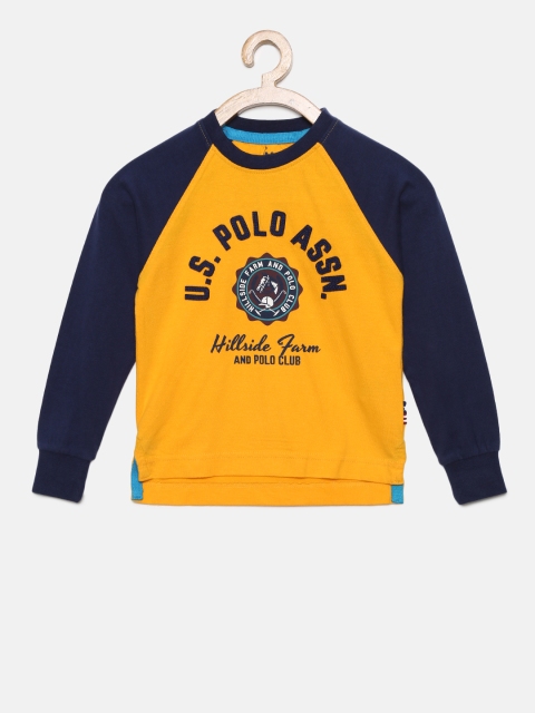 

U.S. Polo Assn. Kids Boys Yellow Printed Round Neck T-shirt