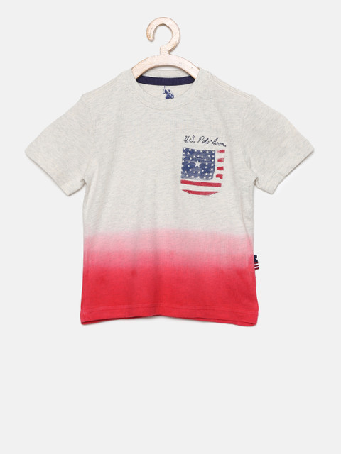 

U.S. Polo Assn. Kids Boys Grey Melange Dyed Round Neck T-shirt